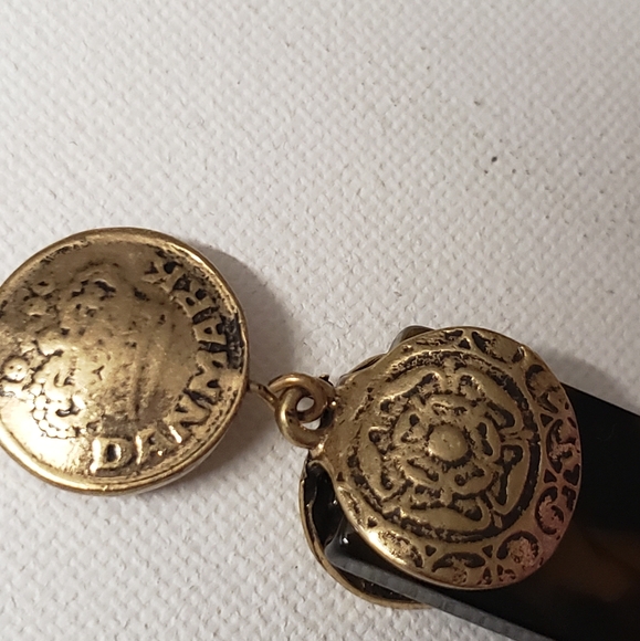 Chico's Necklace Long Statement Matte Gold Tone Chain Link Layering Chunky/Coins - Picture 10 of 15